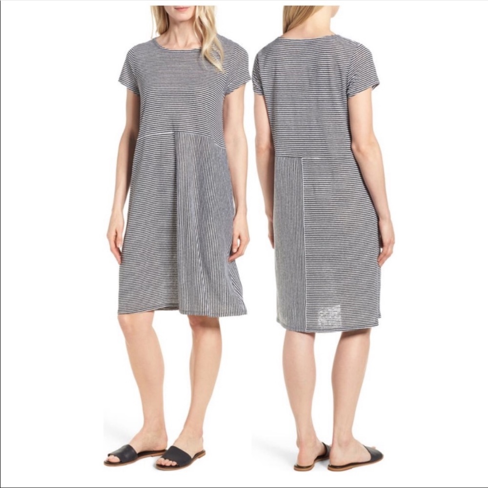 - Eileen Fisher - Striped Linen Shift Dress